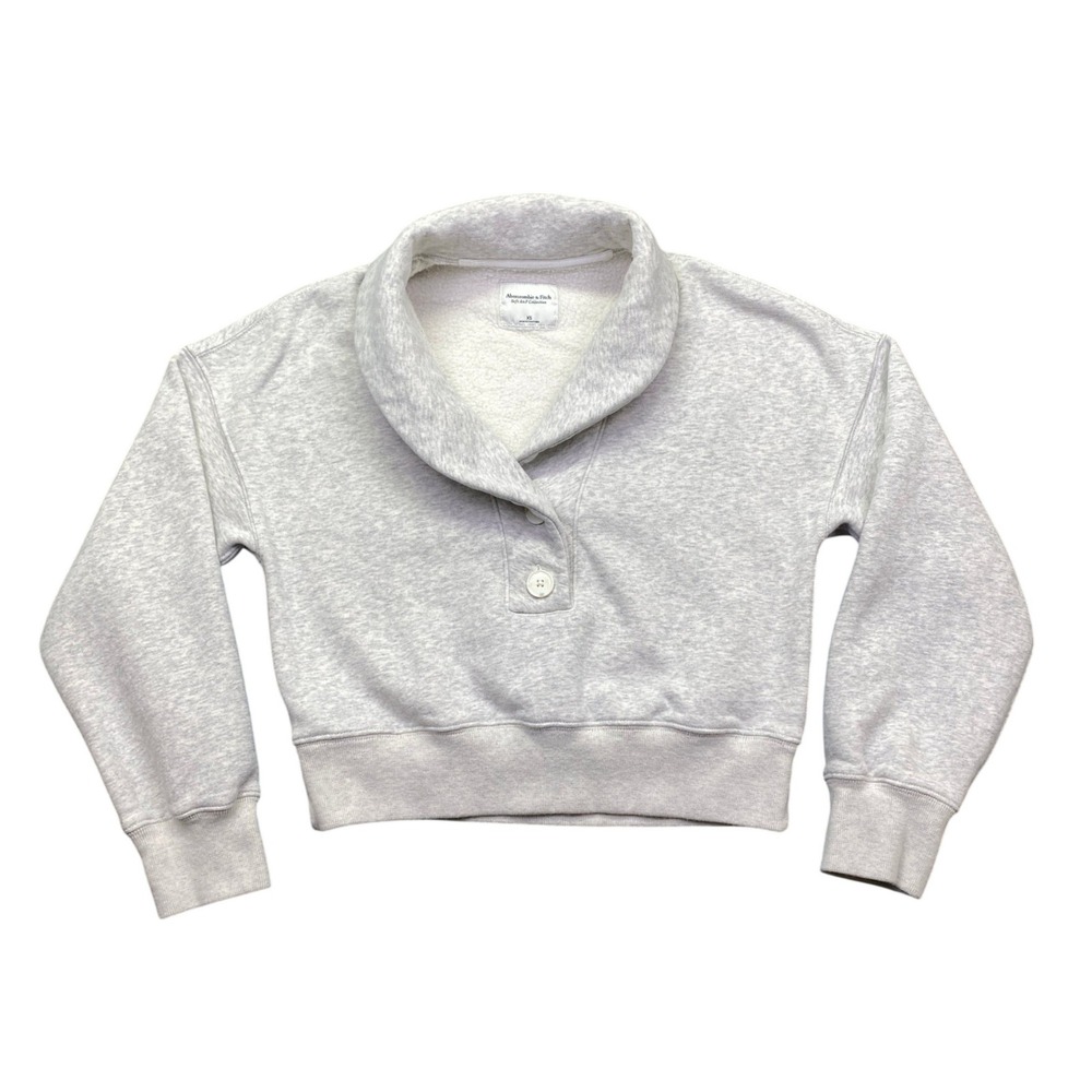 Abercrombie & Fitch Soft A&F Collection Shawl Collar Bttn‎ Cropped Sweatshirt XS